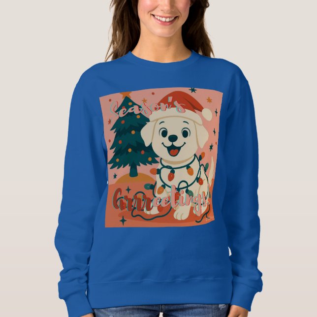 Season's Grrreetings! Funny Santa Dog Sweatshirt (Front)