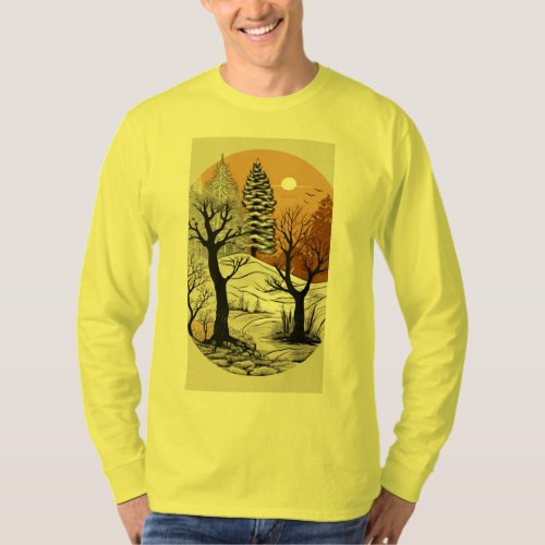 Seasons in Monochrome Nature_Inspired T_Shirt 