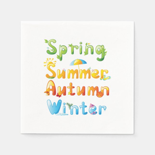 Seasons In Words Playing Cards Napkins (Front)