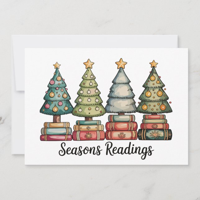 Seasons Readings Christmas Book Tree Teacher Xmas Holiday Card (Front)