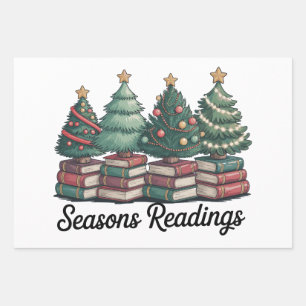 Seasons Readings Christmas Books Club Vintage Wrapping Paper Sheets