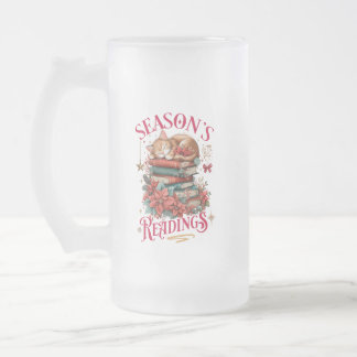 Season's Readings Cozy Kitten Frosted Glass Beer Mug
