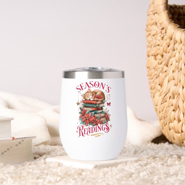 Season's Readings Cozy Kitten  Thermal Wine Tumbler (Living Room (Rotated))