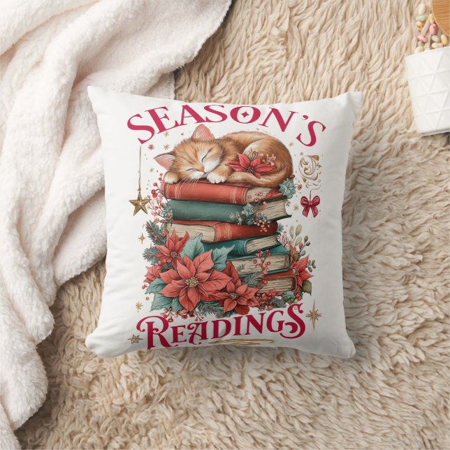 Season's Readings Cozy Kitten  Throw Pillow (Blanket)