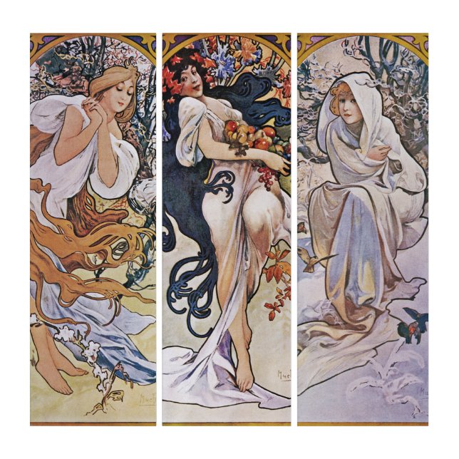 Seasons (Spring/Autumn/Winter), Mucha Triptych (Front)