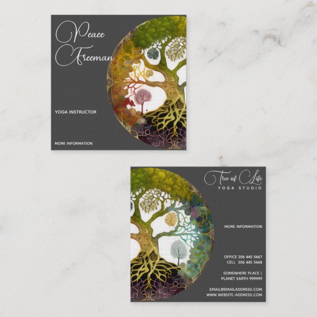 Seasons | Tree of Life Square Business Card (Front/Back)