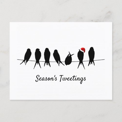 Seasons Tweetings Black Birds On A Wire Holiday Postcard