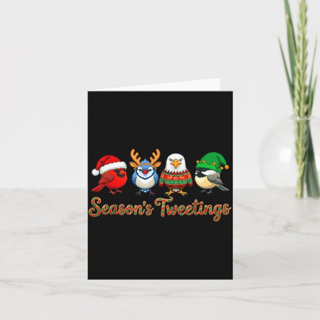 Season's Tweetings Funny Christmas Birdwatcher Squ Card (Front)