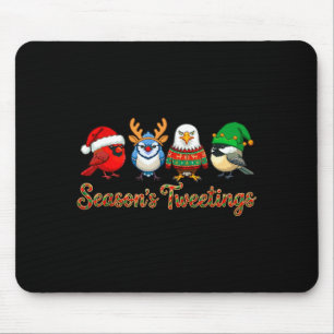 Season's Tweetings Funny Christmas Birdwatcher Squ Mouse Pad
