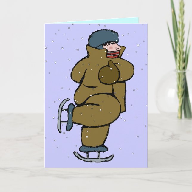 "Seasons Wishes - Skater" Card (Front)