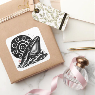 SEASOUL • StillWood • Humpback Whale Square Sticker
