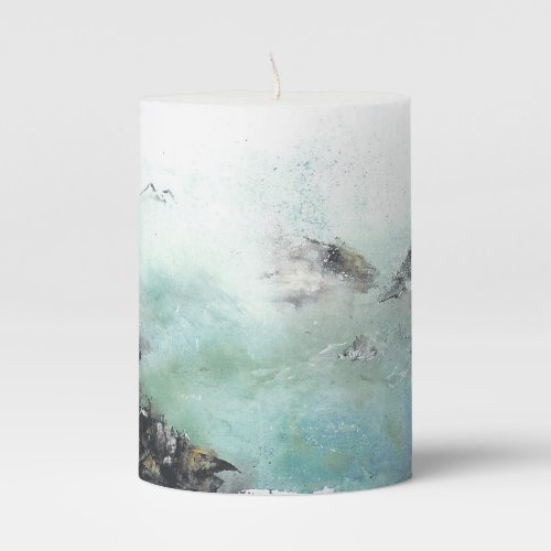 Seaspray Ocean Seagull Coastal Shore Maureen Girar Pillar Candle