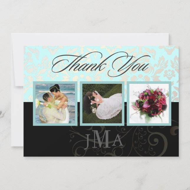 Seaspray + Pearl Damask, Thank you cards, Flat Card (Front)
