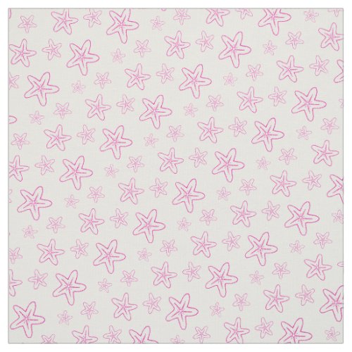Seastar starfish drawing pink white fabric