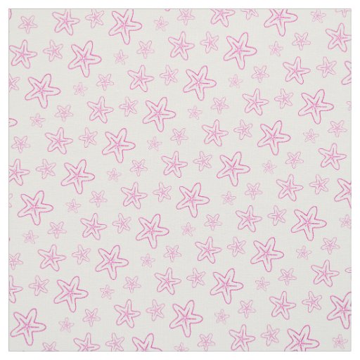 Seastar starfish drawing pink white fabric