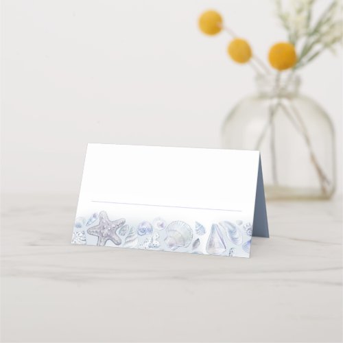 Seastar starfish watercolor art blue guest place card