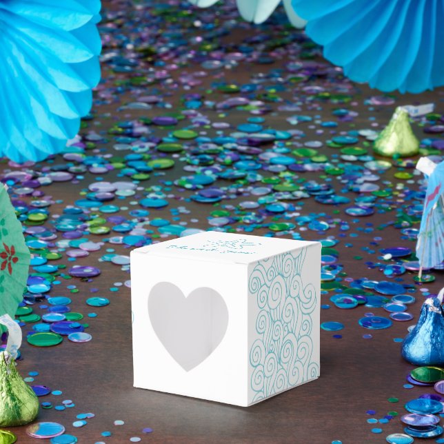Seastar swirl aqua white wedding favor box (Party)