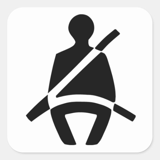 Seat Belt Symbol Square Sticker | Zazzle