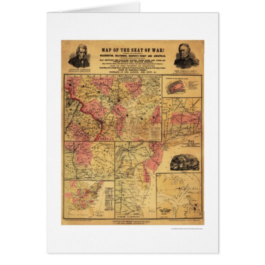 Seat Of Civil War Map 1862 Cards (Front)