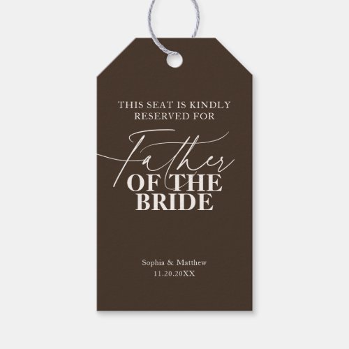 Seat Reserved Father of the Bride Brown Wedding Gift Tags