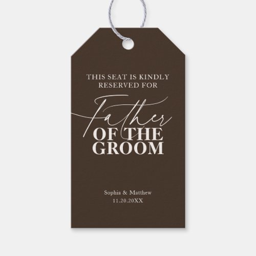 Seat Reserved Father of the Groom Brown Wedding Gift Tags