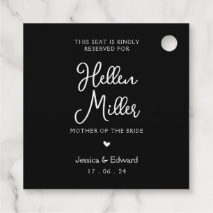 Seat Reserved For Guest Name Black White Modern Favor Tags