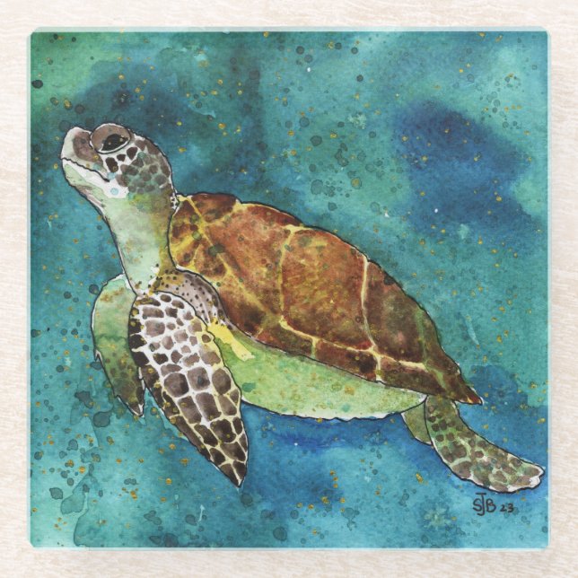 seat turtle magnet glass coaster (Front)