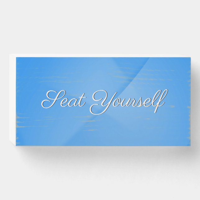 Seat Yourself Whimsical Bathroom  Wooden Box Sign (Front Horizontal)