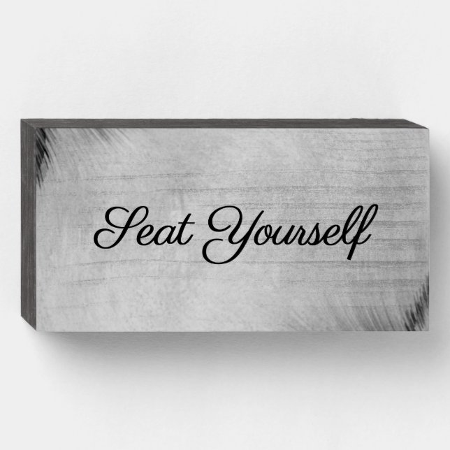 Seat Yourself Whimsical Bathroom  Wooden Box Sign (Front Horizontal)