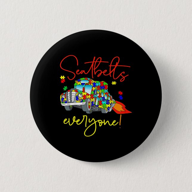 Seatbelts Everyone Autism Awareness Magic School B Button (Front)