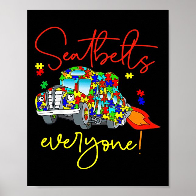 Seatbelts Everyone Autism Awareness Magic School B Poster (Front)