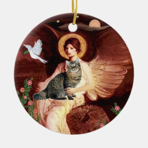Seated Angel _ American Bobtail cat Ceramic Ornament