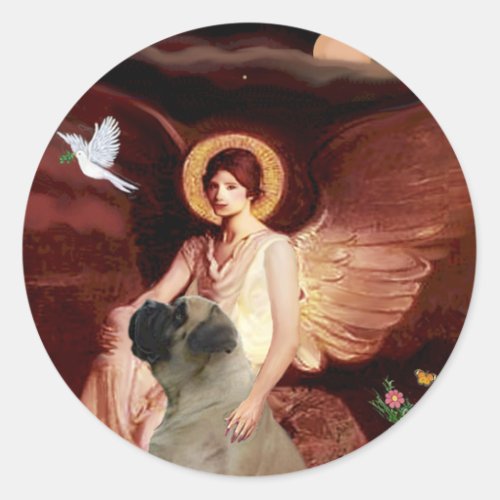 Seated Angel _ Bull Mastiff 1 Classic Round Sticker