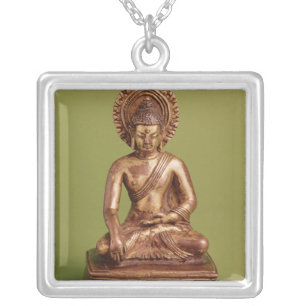 Seated Buddha Silver Plated Necklace