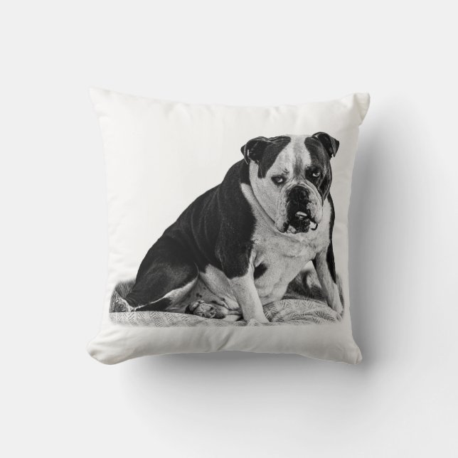 Seated Bulldog, Quiet Tones  Throw Pillow (Front)