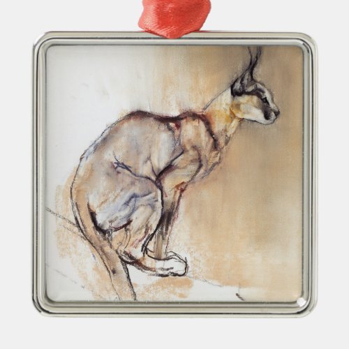 Seated Caracal 2009 Metal Ornament