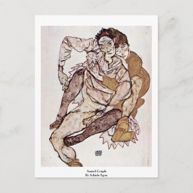Seated Couple By Schiele Egon Postcard (Front)