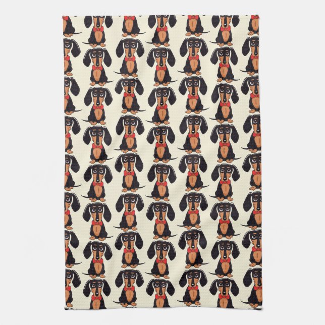 Seated Dachshund Kitchen Towels (Vertical)