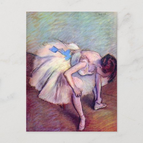 Seated Dancer by Edgar Degas Vintage Ballet Art Postcard