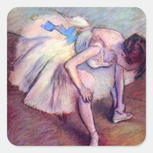 Seated Dancer by Edgar Degas, Vintage Ballet Art Square Sticker