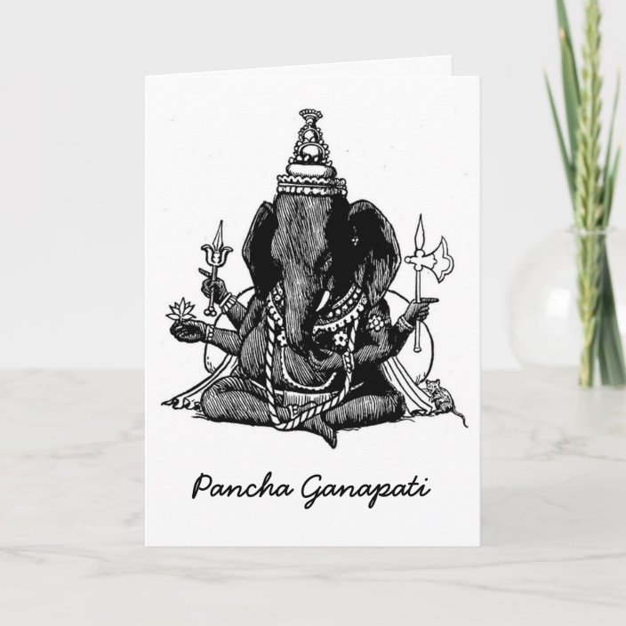 Seated Ganesh Line Drawing Holiday Card Zazzle Com