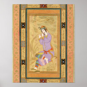 Seated girl curling her hair into ringlets, from t poster