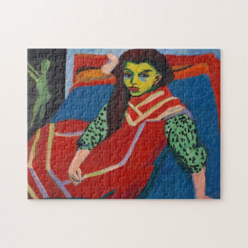 Seated Girl  Ernst Ludwig Kirchner Jigsaw Puzzle