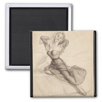 Seated Girl Pin Up Art Magnet by Pin_Up_Art at Zazzle