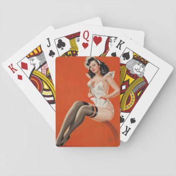 Seated Girl Pin Up Art Playing Cards by Pin_Up_Art at Zazzle
