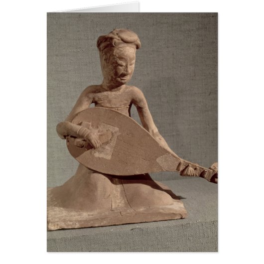 Seated musician playing a lute, from cards (Front)