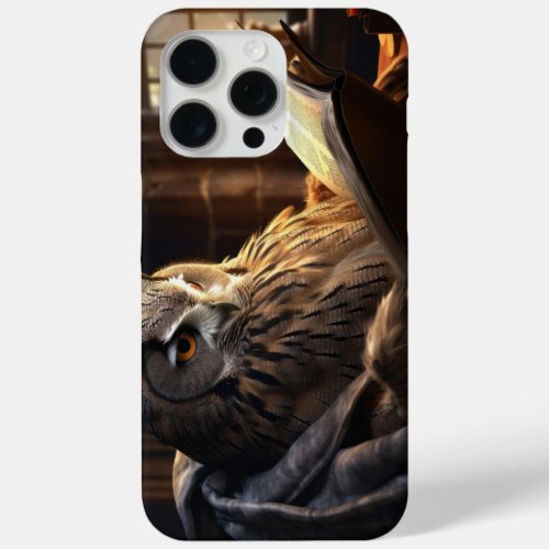 Seated owl reading a book iPhone 15 pro max case
