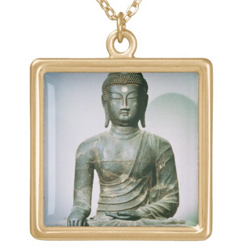 Seated Sakyamuni Buddha from Chungung_ni iron Gold Plated Necklace