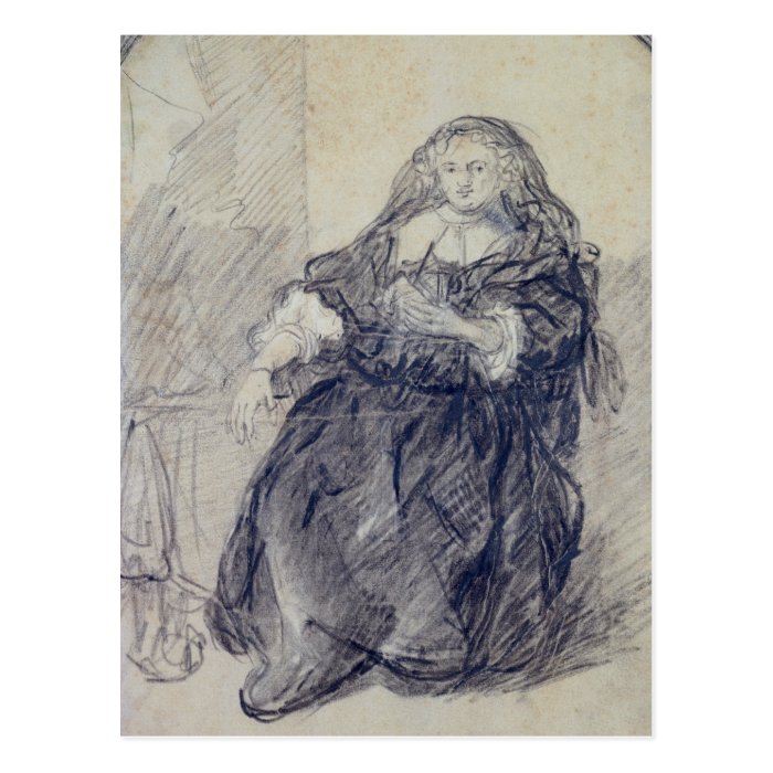 Seated Saskia with a letter in her left hand Post Cards