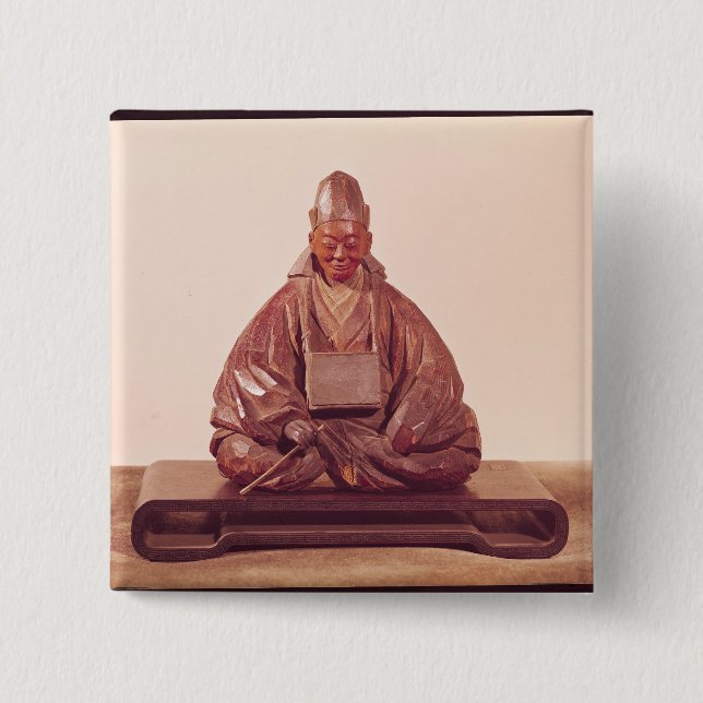 Seated statue of Basho  Edo Period Pinback Button (Front)